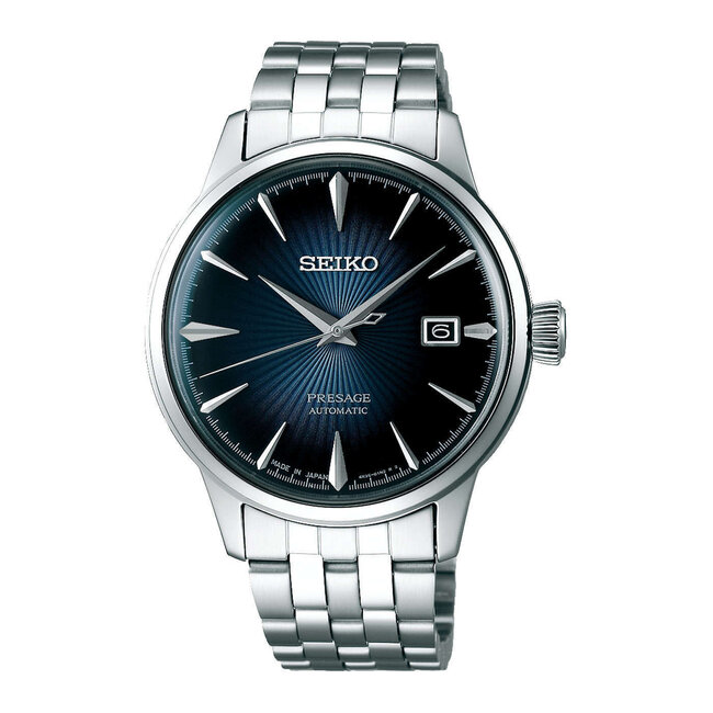 Seiko Seiko Horloge SRPB41J1 Presage Staal Automaat 50m Waterdicht met Blauwe Wijzerplaat 40mm