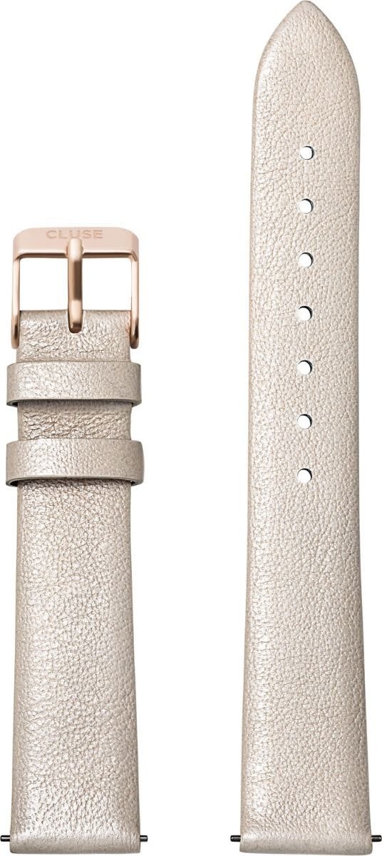 Cluse Cluse CS1408101050 horlogeband 16mm Leer warm white metallic/rose  Gold - Blinckers Jewels \u0026 Watches