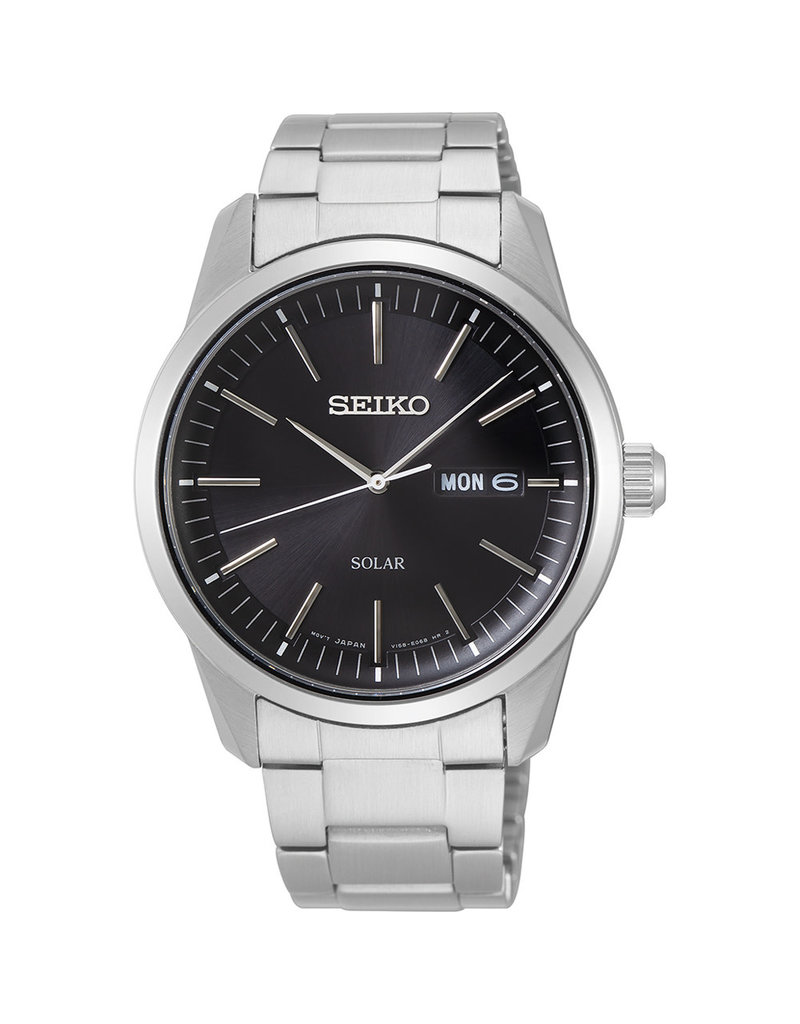 Seiko SNE527P1 Horloge Heren Staal Solar Zwart