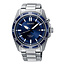 Seiko Seiko Horloge SKA783P1 Staal Kinetic 100m Waterdicht met Blauwe Wijzerplaat 43mm