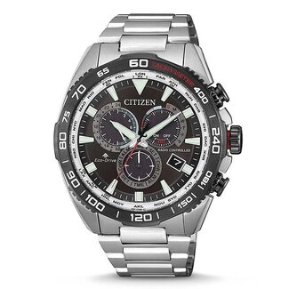 Citizen Citizen Horloge CB5036-87X Staal Radio Controlled Eco-drive Chronograaf Saffierglas 200m Waterdicht met Zwarte Wijzerplaat 44mm