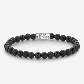 Rebel & Rose Rebel & Rose Armband RR-60033-S-L Black Rocks 6mm Maat L