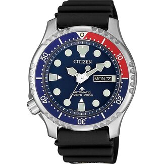 Citizen Citizen Horloge NY0086-16LE Promaster Diver Staal Automaat 200m Waterdicht met Blauwe Wijzerplaat en Rubberen Horlogeband 42mm