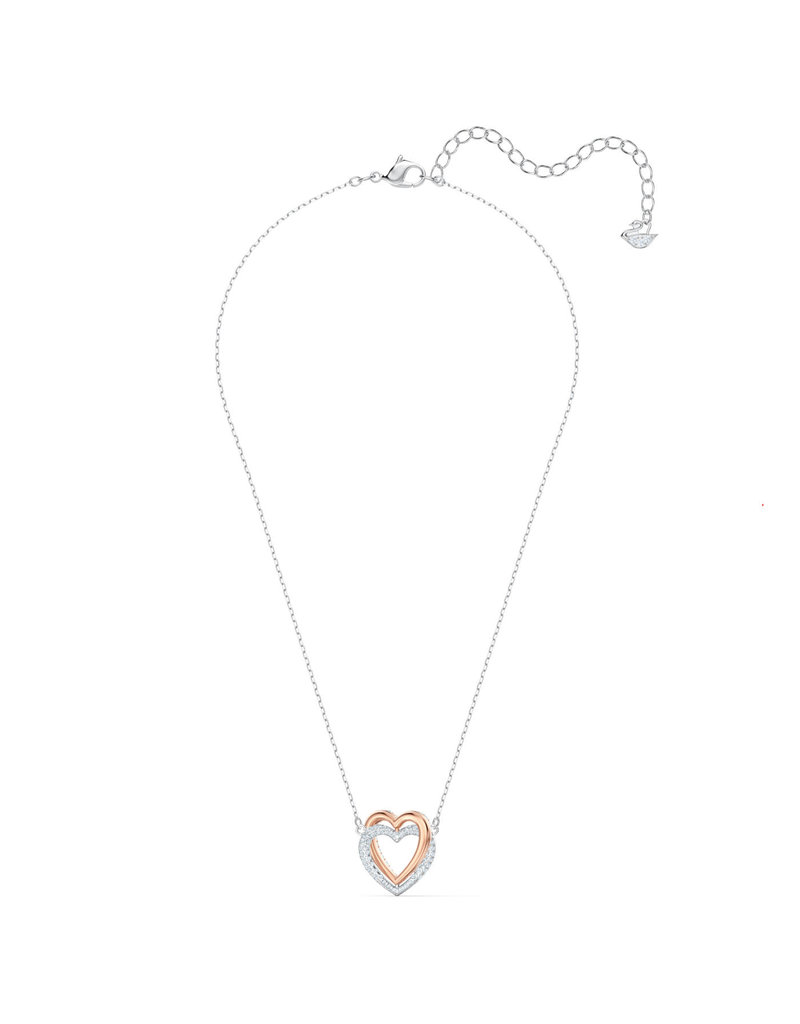 Swarovski Swarovski 5518868 collier dubbel hart rosé / zilver