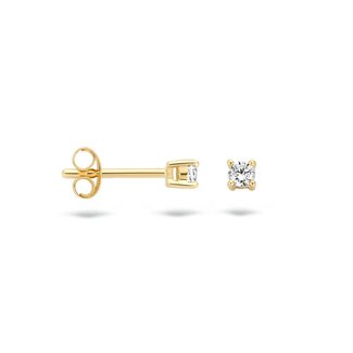 Blush Blush Oorbellen 7211YZI Oorsteker 14k Geelgoud Gezet met Zirkonia 2.5mm