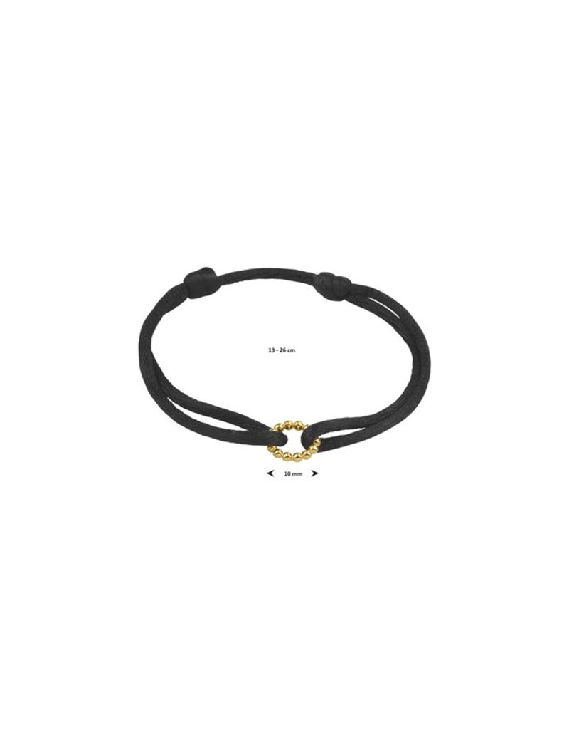 Blinckers Jewelry Huiscollectie BJ 47.00134 Armband Satijn zwart met 14 Krt goud symbool