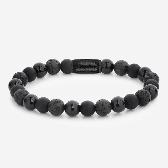 Rebel & Rose RR-80073-B-L Black Rocks all Black 8MM L
