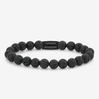 Rebel & Rose Rebel & Rose Armband RR-80071-B-L Black Moon-All Black 8mm Maat L