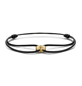 Blush Blush Armband 2173YGO 14k Geelgoud Bedel met Satijn Zwart Koort