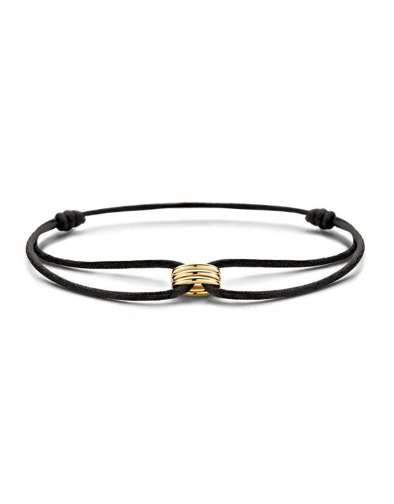 Blush Blush Armband 2173YGO 14k Geelgoud Bedel met Satijn Zwart Koort