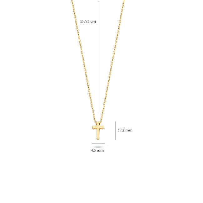 Blush Blush Collier met Hanger 3091YGO 14k Geelgoud Kruis Ketting 42cm