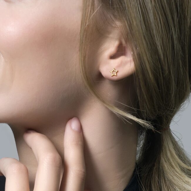 Blush Blush Oorbellen 7248YGO Oorstekers 14k Geelgoud Sterretjes Open