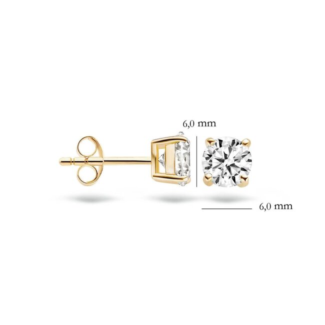 Blush Blush Oorbellen 7014YZI Oorstekers 14k Geelgoud met Zirkonia 6mm
