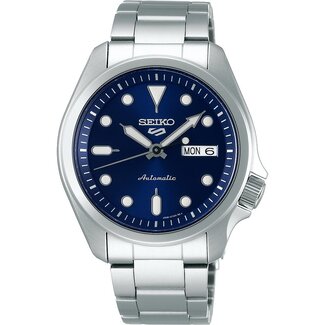Seiko Seiko Horloge SRPE53K1 5 Sports Staal Automatic 100m Waterdicht met Blauwe Wijzerplaat 39mm