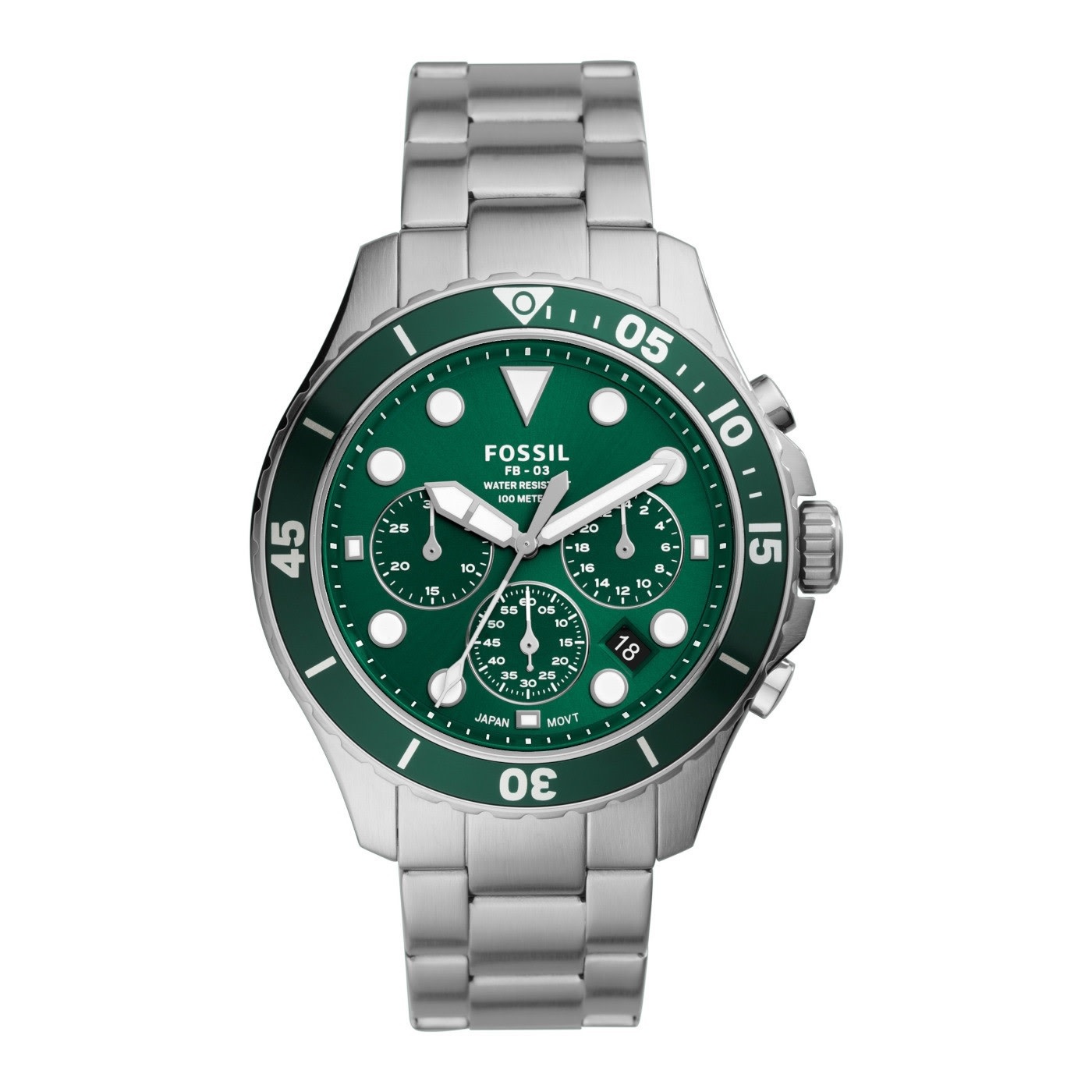 Fossil FS5726 Fossil horloge staal diver groene wijzerplaat - Blinckers  Jewels \u0026 Watches