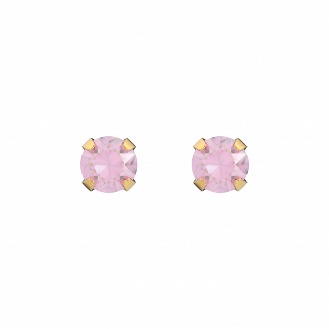 Tiny Tips TT-744 Oorbellen zirkonia - pink/gold plated - 4mm