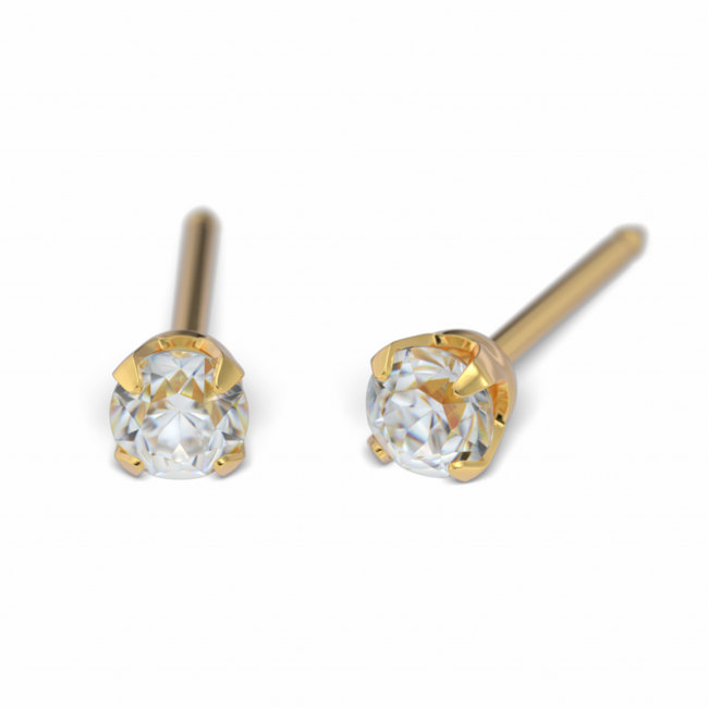 Tiny Tips TT-741W Oorbellen zirkonia - Gold plated - 3mm