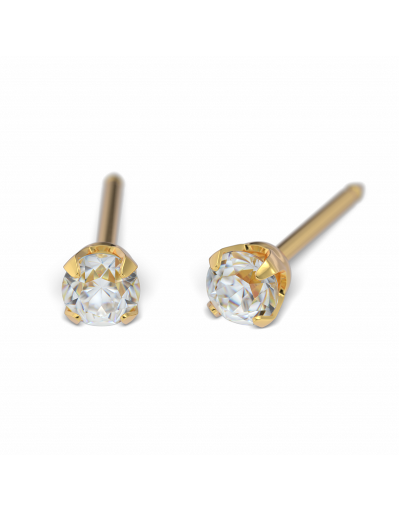 Tiny Tips TT-741W Oorbellen zirkonia - Gold plated - 3mm