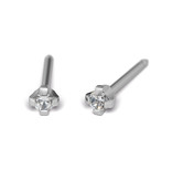 Tiny Tips TT-740W Oorbellen cubic zirkonia - Stainless steel - 2mm