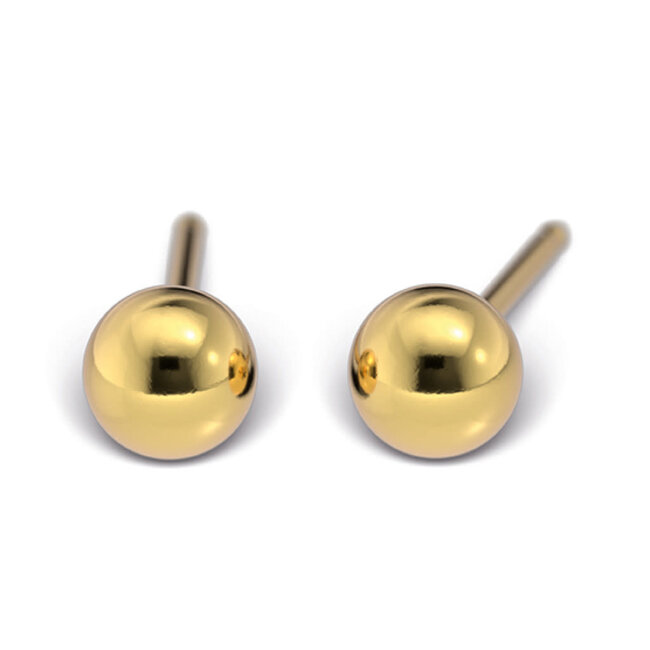 Tiny Tips TT-622 Oorbellen ball - Gold plated - 4mm