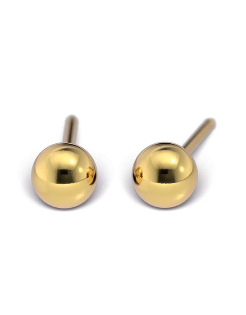 Tiny Tips TT-622 Oorbellen ball - Gold plated - 4mm