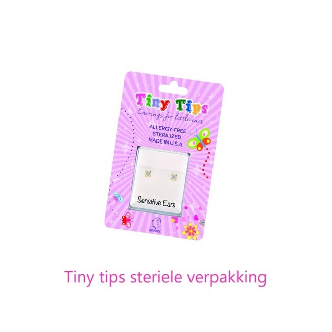 Tiny Tips TT-6213W Oorbellen daisy rainbow - Stainless steel