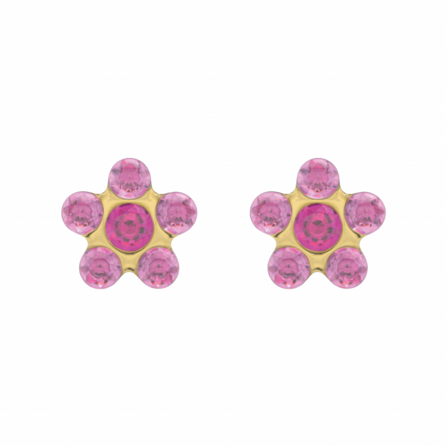 Tiny Tips TT-6023 Oorbellen rose&fuchsia - Gold plated