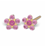 Tiny Tips TT-6023 Oorbellen rose&fuchsia - Gold plated