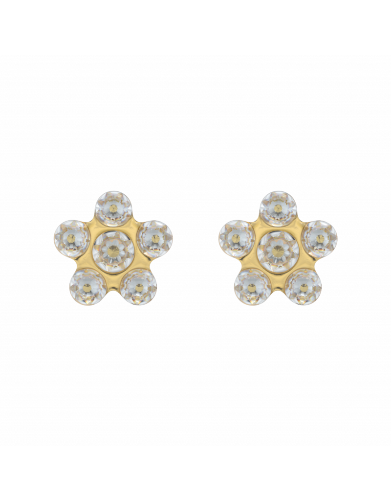 Tiny Tips TT-6004 Oorbellen daisy crystal - Gold plated