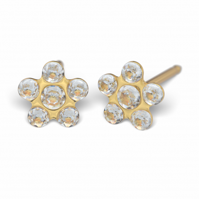 Tiny Tips TT-6004 Oorbellen daisy crystal - Gold plated