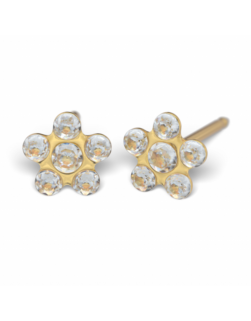 Tiny Tips TT-6004 Oorbellen daisy crystal - Gold plated