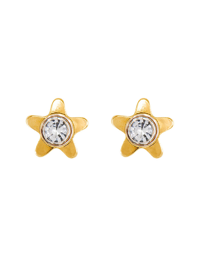 Tiny Tips TT-5014 Oorbellen star zirkonia - Gold plated