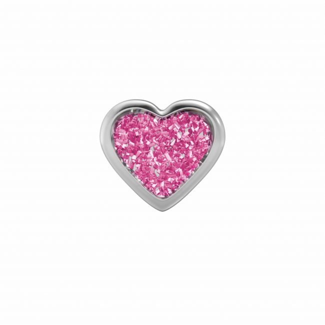 Tiny Tips TT-3565W Oorbellen glitter heart pink - Stainless steel