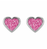 Tiny Tips TT-3565W Oorbellen glitter heart pink - Stainless steel