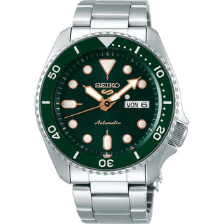 Seiko Seiko Horloge SRPD63K1 5 Sports Staal Automatic 100m Waterdicht met Groene Wijzerplaat42mm