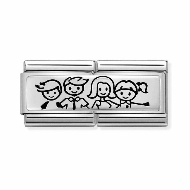 Nomination Nomination Schakel 330710-36 Composable Classic Staal met Zilver Dubbel Girl Boy Family