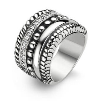 Ti Sento Milano Ti Sento Ring 1835ZI/56 Zilver Gerhodineerd met Zirkonia en verschillende Motiefjes Maat 56