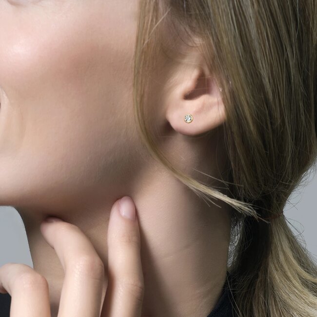 Blush Blush Oorbellen 7257YZI Oorstekers 14k Geelgoud met Briljant geslepen Zirkonia 4.3mm