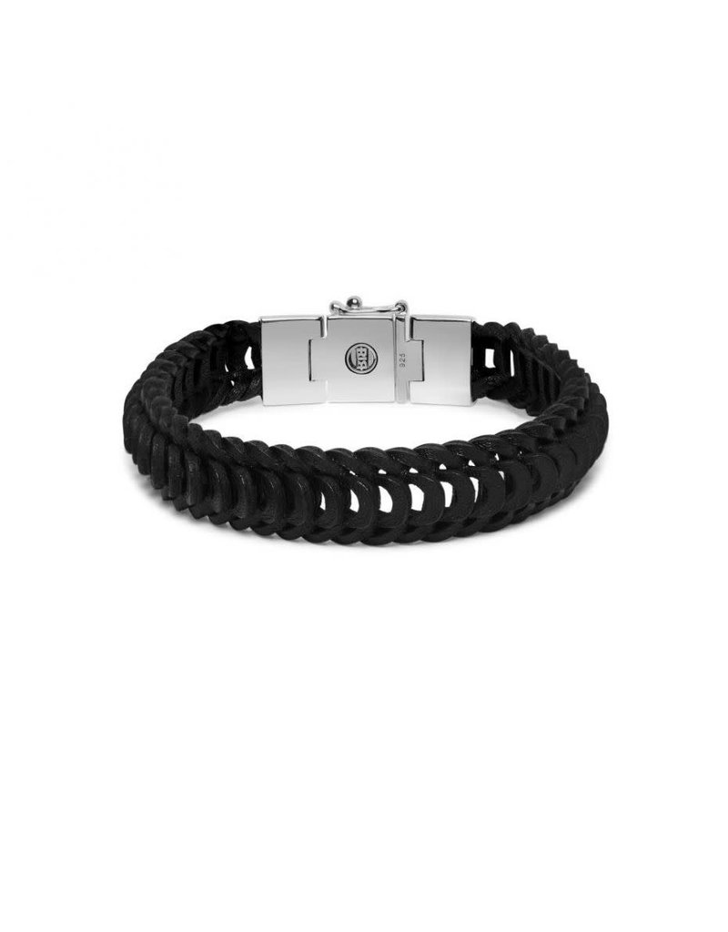 Buddha to Buddha BtoB 122BL E Armband Lars Leer zwart maat E