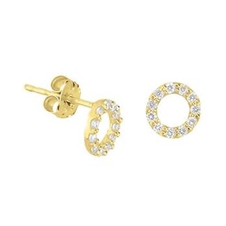 Blinckers Jewellery Huiscollectie BJ Oorbellen 40.18288 14k Geelgoud Oorknoppen Cirkel Zirkonia 6,5mm