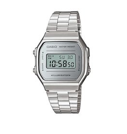 Casio G-Shock A168WEM-7EF Casio digitaal horloge staal met grijze wijzerplaat