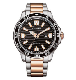 Citizen AW1524-84E Heren horloge staal Bi-color ecodrive met zwarte wijzerplaaat