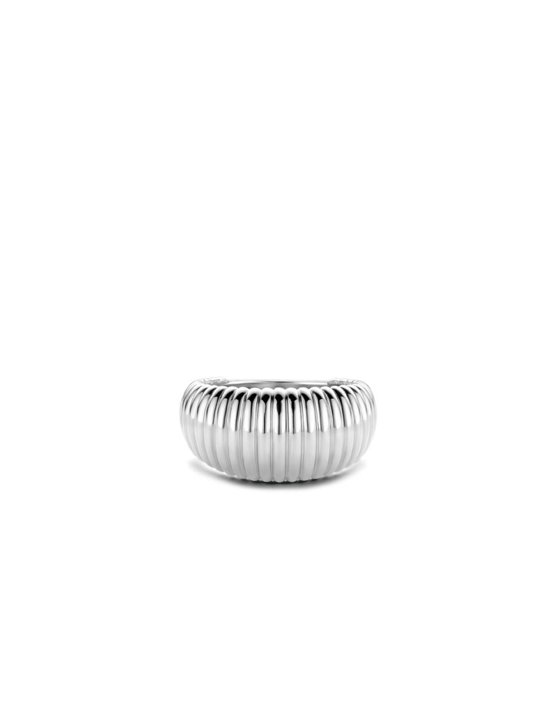 Ti Sento Milano Ti Sento Ring 12217SI/56 zilver ribbel koepelvormig
