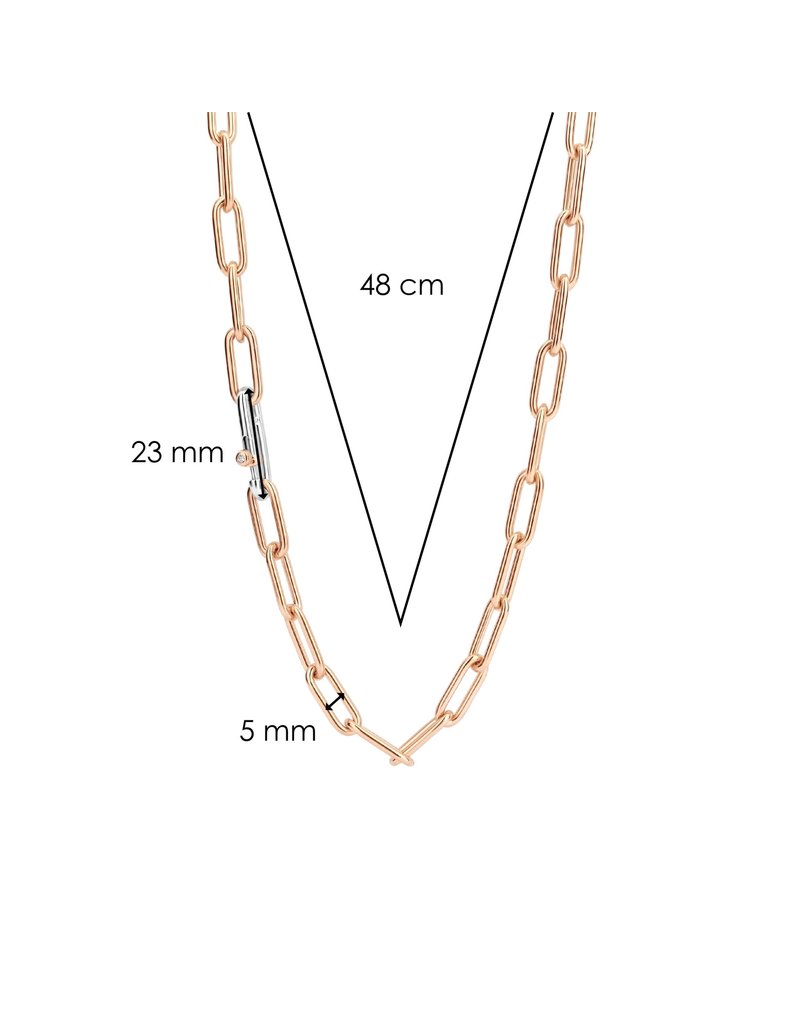 Ti Sento Milano 3947SR/48 Collier zilver rose plated closed forever 48 cm