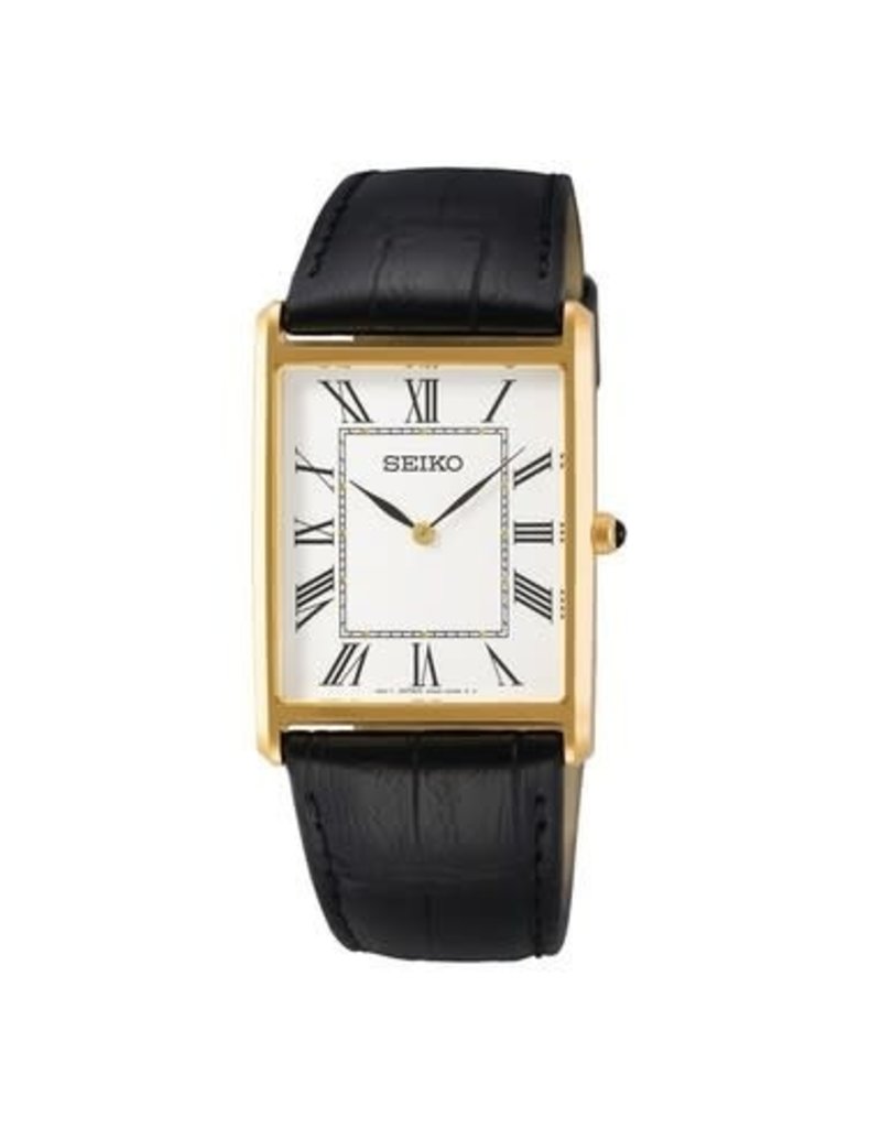 Seiko Seiko SWR052P1 horloge heren classic goldplated zwart leren band