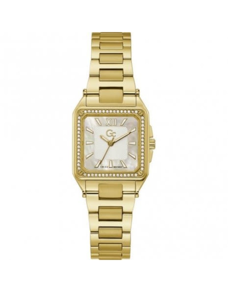 GC GC Horloge Y85001L1MF Dames Swiss Made Quartz Staal Goldplated met Swarovski steentjes