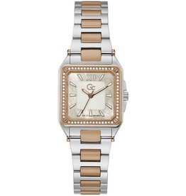 GC GC Dames Horloge Y85002L1MF Staal Bi-color Swiss Made Quartz met Swarovski Steentjes