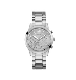 Guess Guess W1070L1 horloge dames staal met zilveren wijzerplaat en stalen accenten