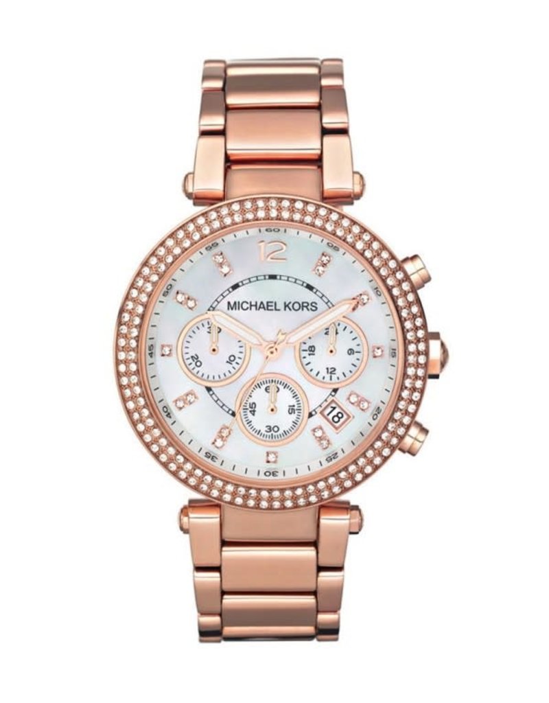 Michael Kors MK5491 horloge dames staal rose plated met zirkonia en witte wijzerplaat