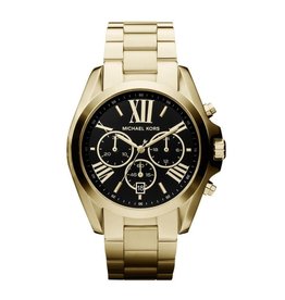 Michael Kors MK5739 horloge dames staal goldplated chrono met zwarte wijzerplaat
